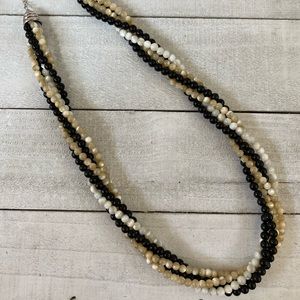 5 Strand Beaded Necklace 925 Sterling Sliver Clasp
